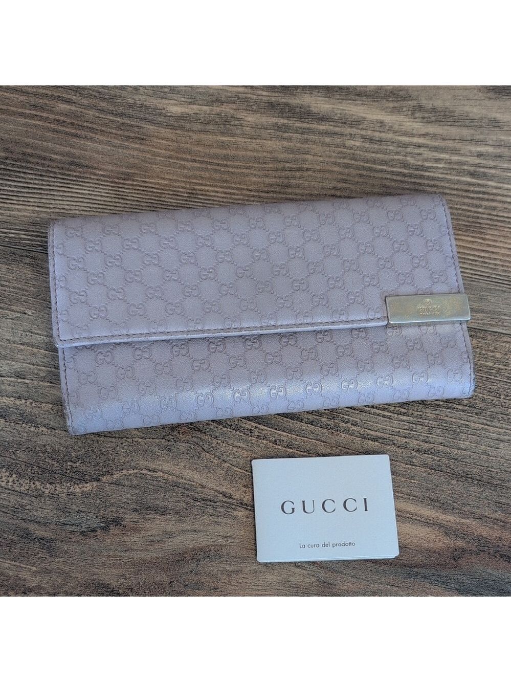 Gucci Micro Guccissima Lavender Italian Leather Vintage Continental Long Wallet - Picture 9 of 14
